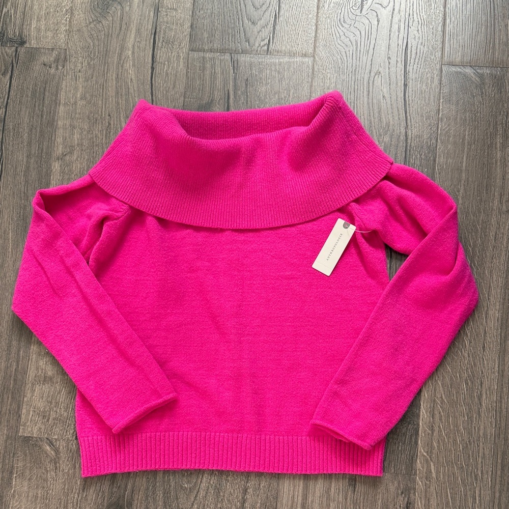 Anthropologie Fuchsia Off-Shoulder Sweater